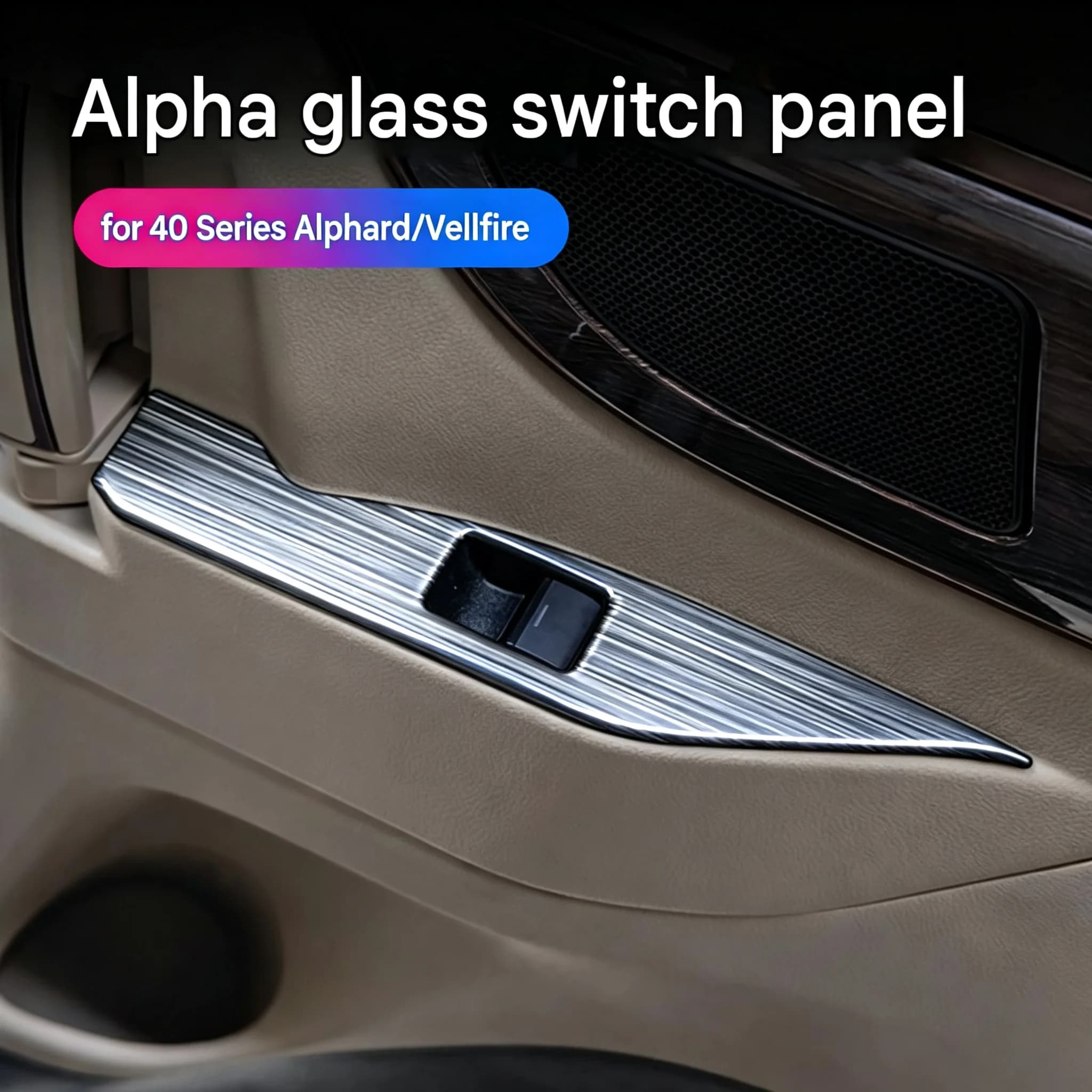 Car Window Switch Trim for Toyota Alphard Vellfire 40 Series Sliding Door Stainless Steel Brushed Black Interior Accessories