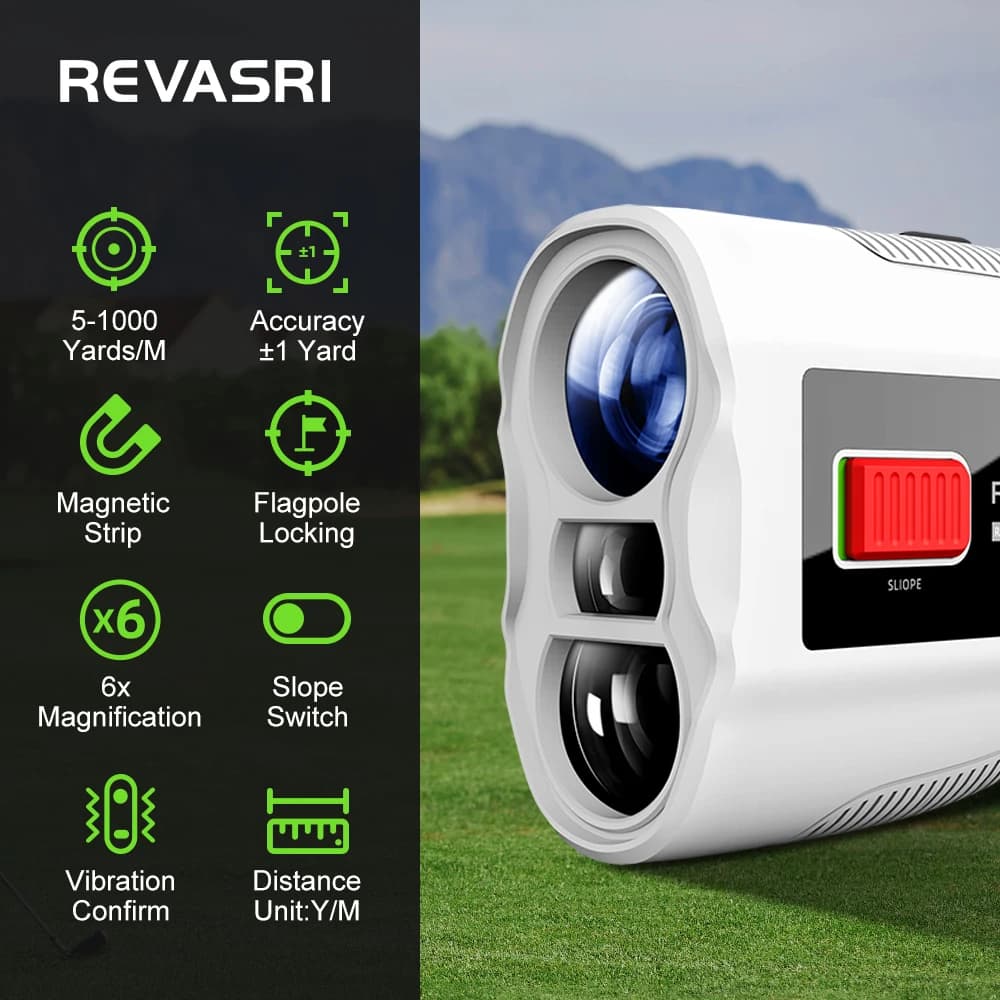 REVASRI Golf Laser Rangefinder with Slope Compensation 650/1090Y Range Finder with Flag Locking and Vibration Distance Meter