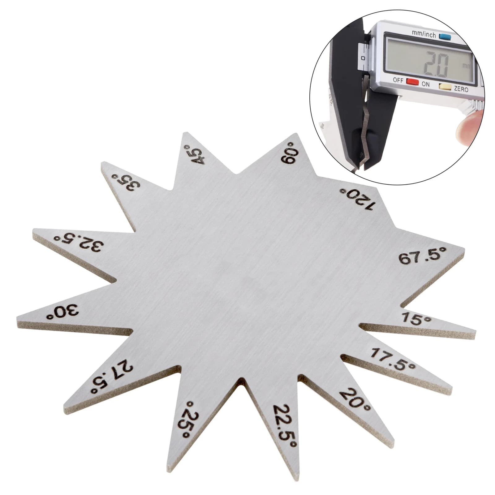 Stainless Steel 15 to 120 Degree Screw Thread Gauge Template Multiple Angle Tool Plate Thickened Lathe Industrial Measuring Tool