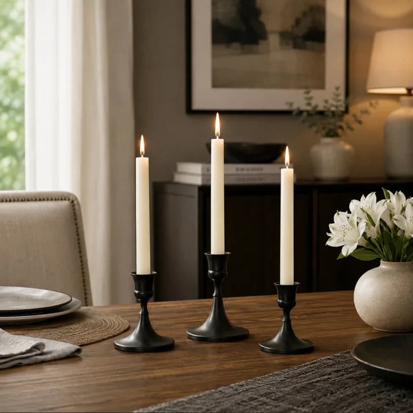 6Pcs Black Candle Holder Taper Candle Holders, Set of 6 Candlestick Holders Decor for Home Decor