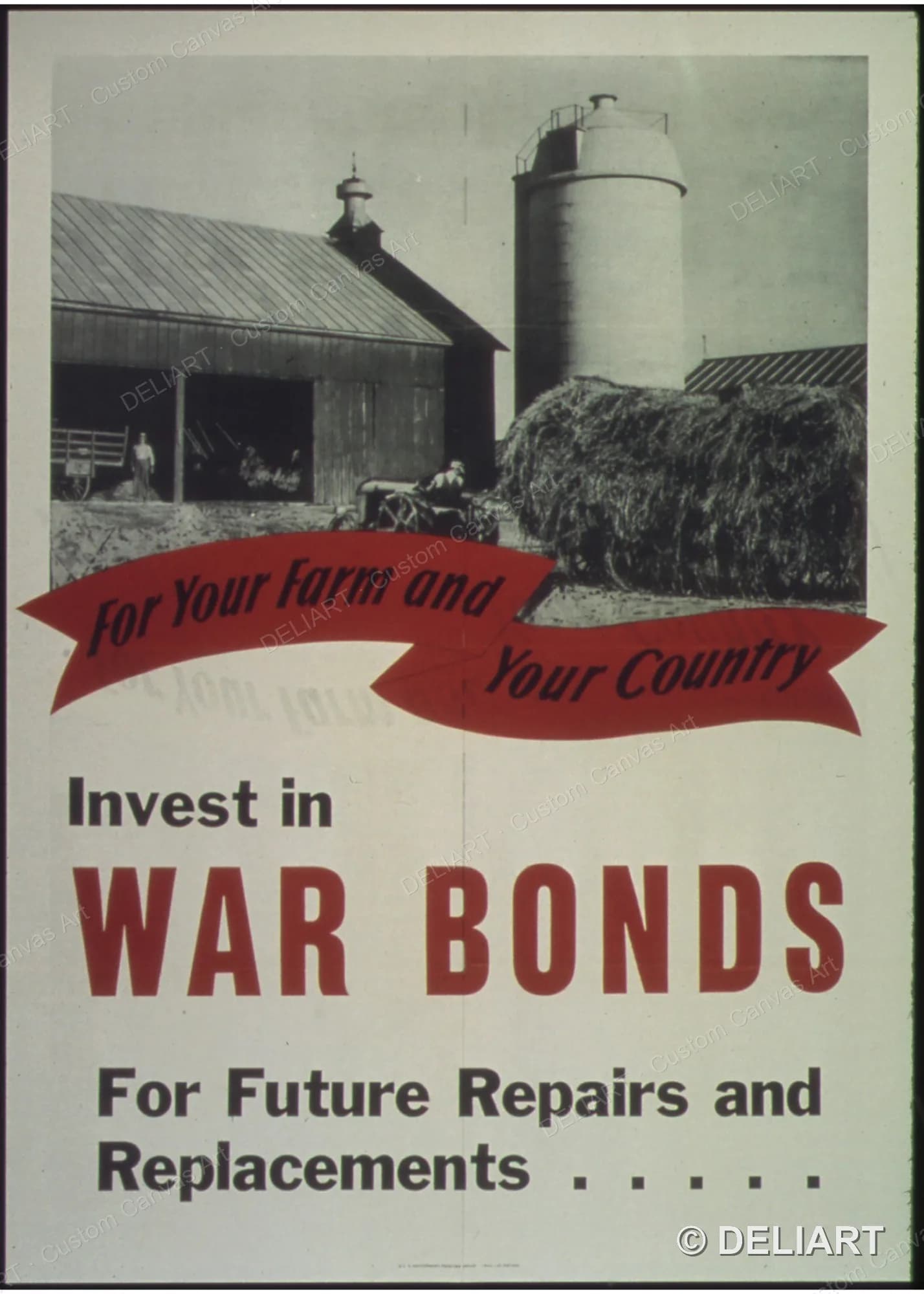 For Your Farm and Your Country Invest in War Bonds Vintage WWII Propaganda Canvas Wall Art Poster Print Home Decor Unframed