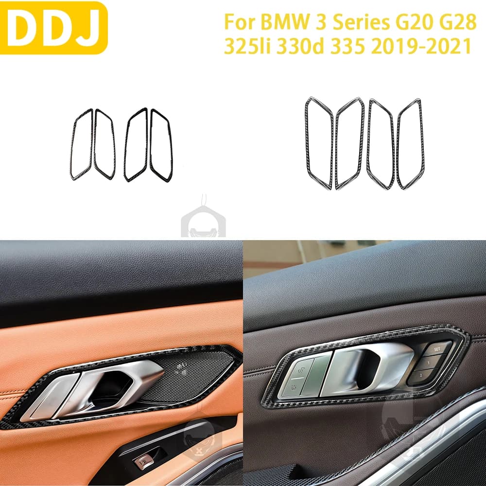 Carbon Fiber For BMW 3 Series G20 G28 325li 330d 335 2019-2021 Accessories Car Door Handle Trim Sticker Modification Decoration