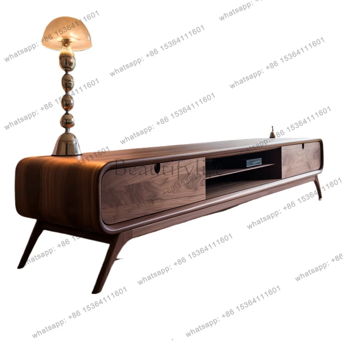 North American black walnut solid wood TV cabinet modern simple floor floor cabinet