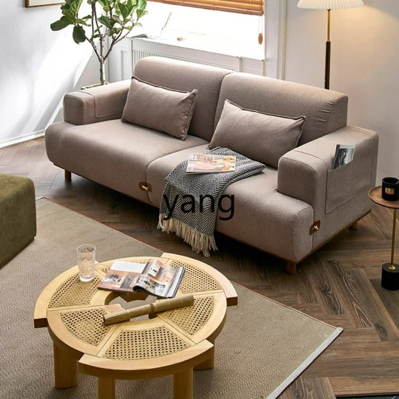 LTT wabi sandy wind cotton and linen leisure sofa medieval small apartment single double seat straight row sofa