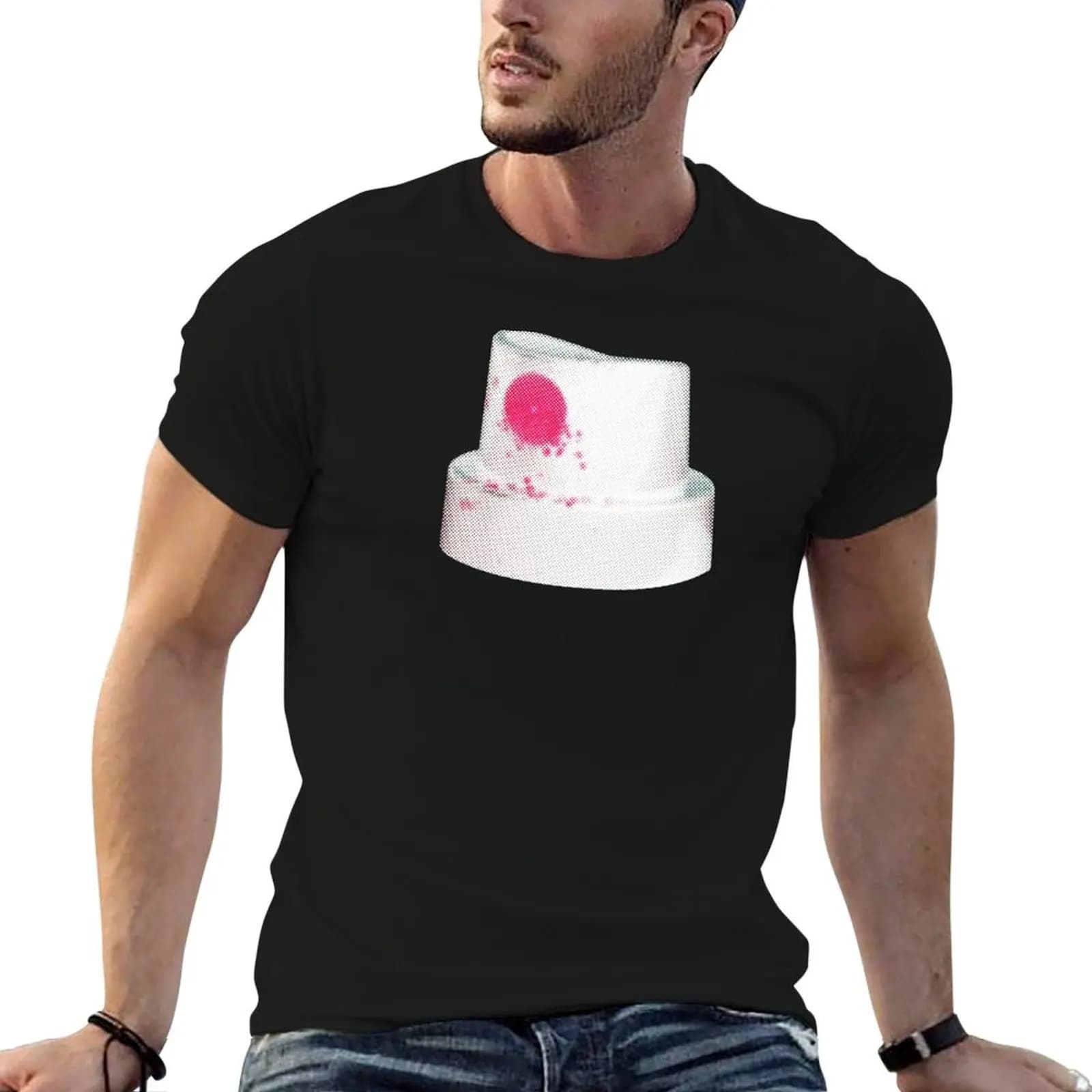 Graffiti Sprayer T-Shirt Plus Size Solid Color T-Shirt