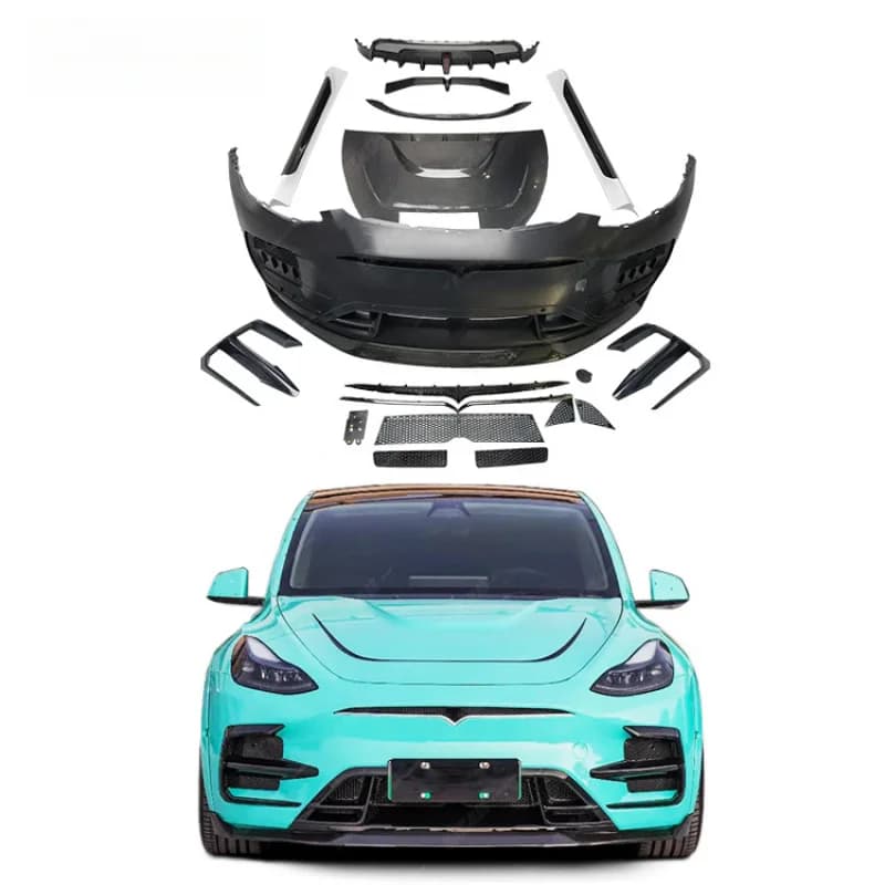 Factory direct sales D Style Carbon Fiber Body Kit for Model Y Full Set Front Rear Car Bumpers Spoiler Hood