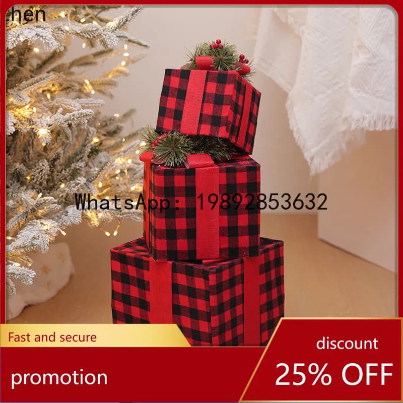 HT Christmas Decorations Iron Art Gift Packaging Decoration Display Stand Christmas Tree Arrangement