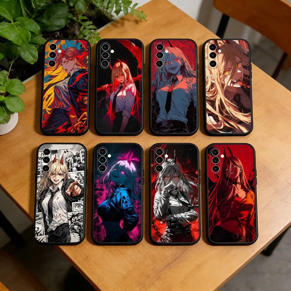 Chainsaw-w Man P-Power Phone Case For Samsung Galaxy A73,A72,A71,A70,A53,A52,A51,Soft Silicone Black Cover