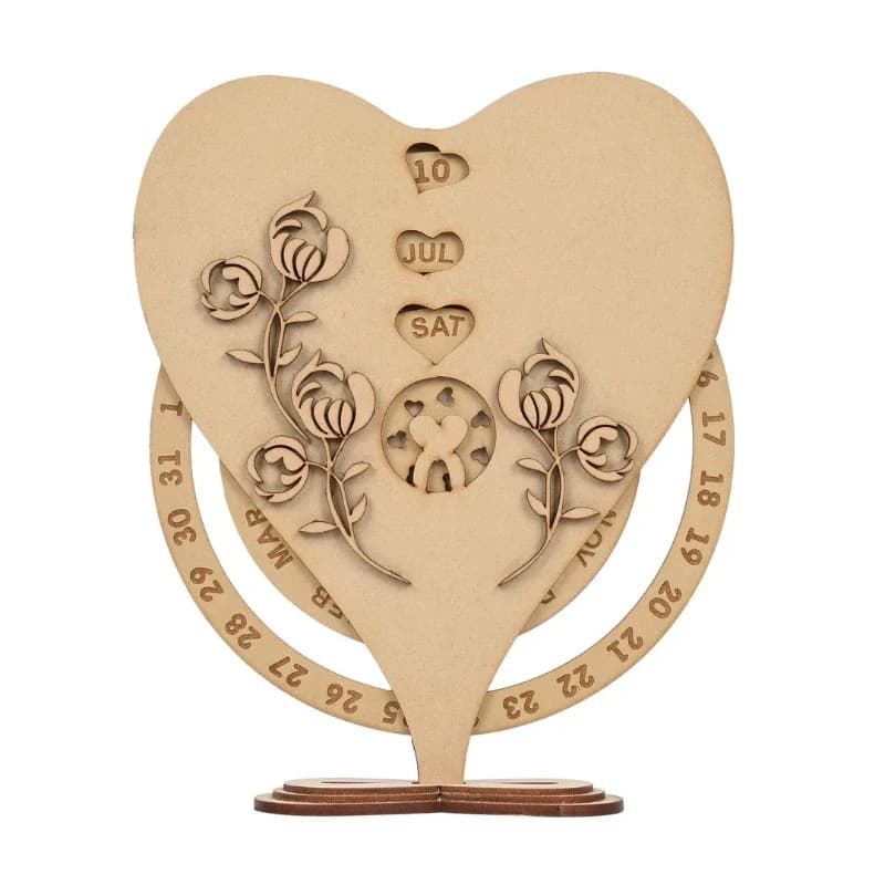 Heart-shaped wooden countdown calendar couple anniversary table decoration gift amazing quality desk calendar