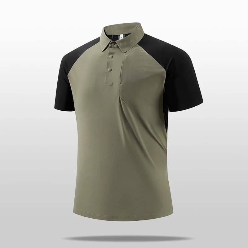 New Men'S Summer Loose Ice Silk Seamless Casual Lapel Collar Top Fashionable Versatile Patchwork Business High-Quality T-Shirt