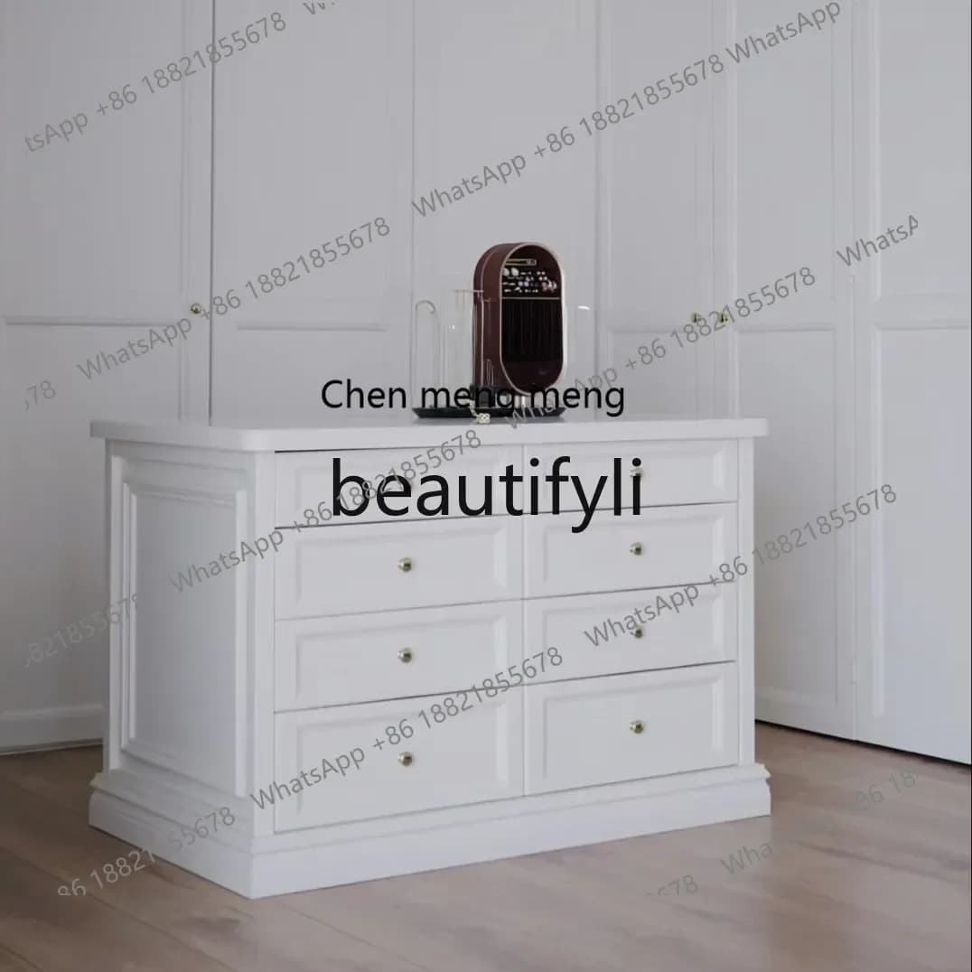 zqxAmerican cream style cloakroom solid wood middle island cabinet simple modern jewelry display cabinet bedroom chest cabinet