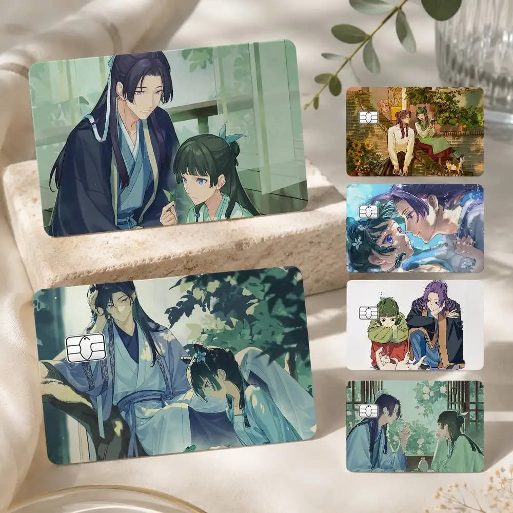 Maomao Jinshi The Apothecary Diaries 1Set 4Pcs Card Skin Stickers, Waterproof Decorative Film for Credit Debit Bank Bus IC Cards