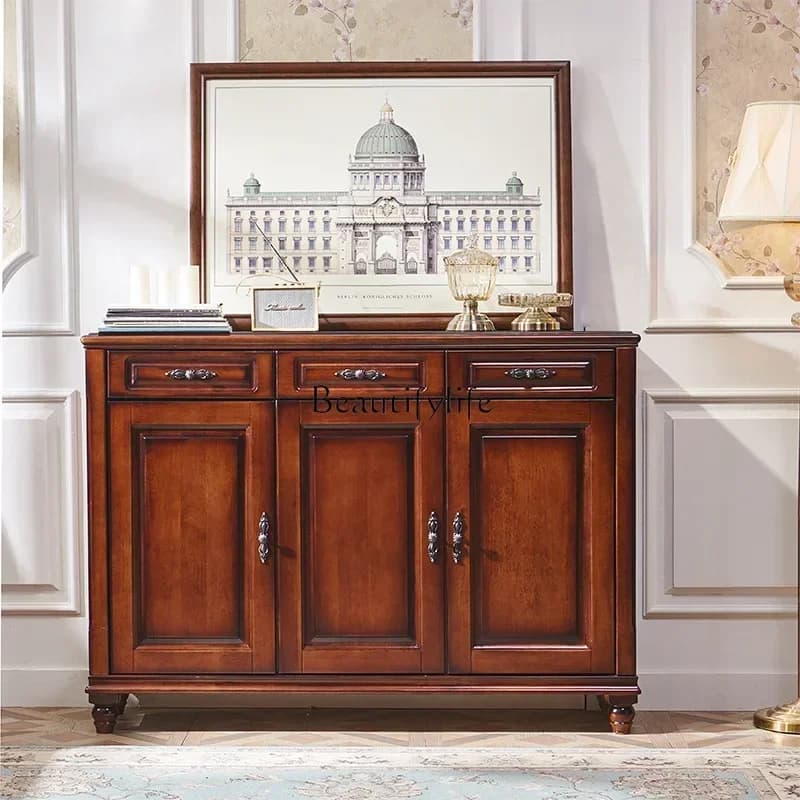 02American rural solid wood shoe cabinet retro swing door storage Jianmei locker