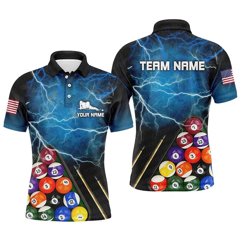 Custom Name Billiards Vintage Flame Gradient Graffiti Colorful Retro Pullover 3DPrint Casual Harajuku Funny Polo Jersey Shirts 2