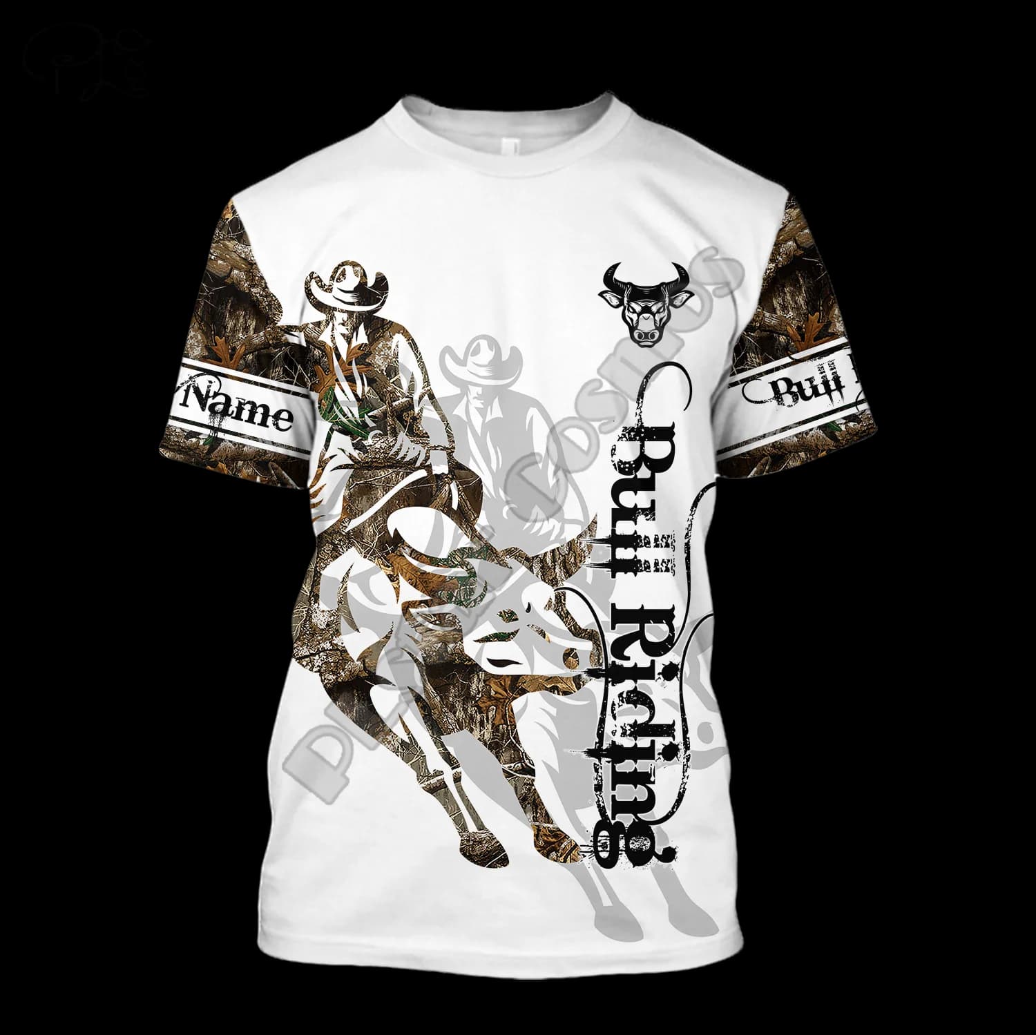 Animal Sports Rodeo Bull Riding Cowboy Tattoo Camo Funny 3DPrint Men/Women Summer Casual Streetwear Short Sleeves T-Shirts A2