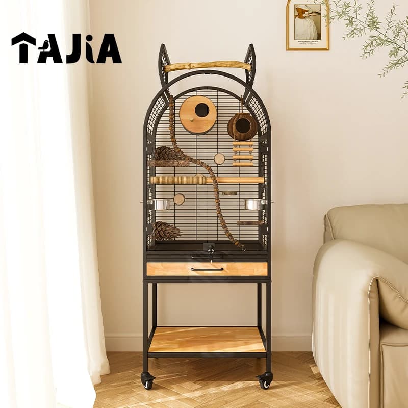 XL Luxury Bird Cage Parrot Cage Large Household Solid Wood Splash-Proof New Style Cockatiel Budgerigar Bird Villa