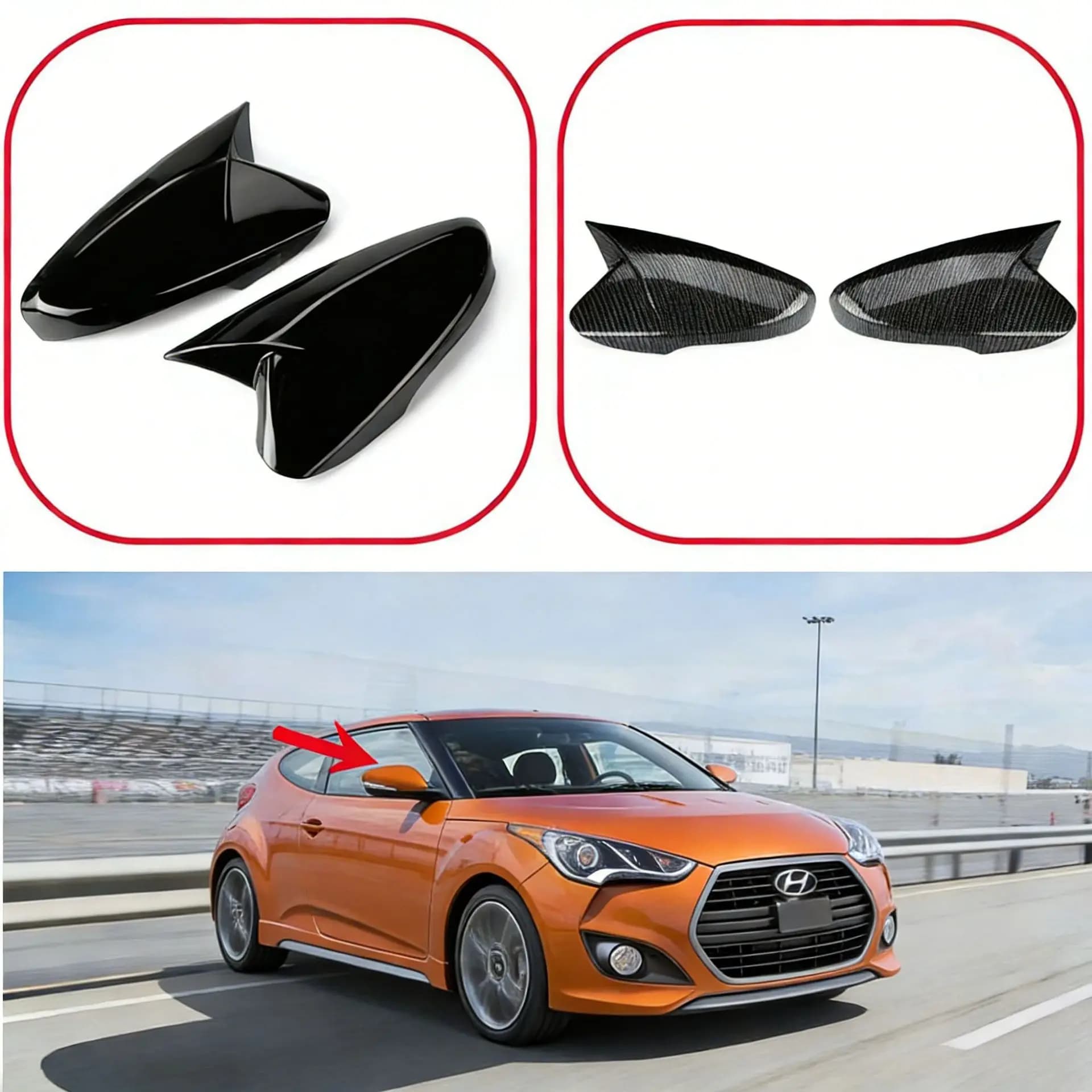 Suitable for Hyundai Veloster mirror housing modified horn rearview mirror cover 2012-2017