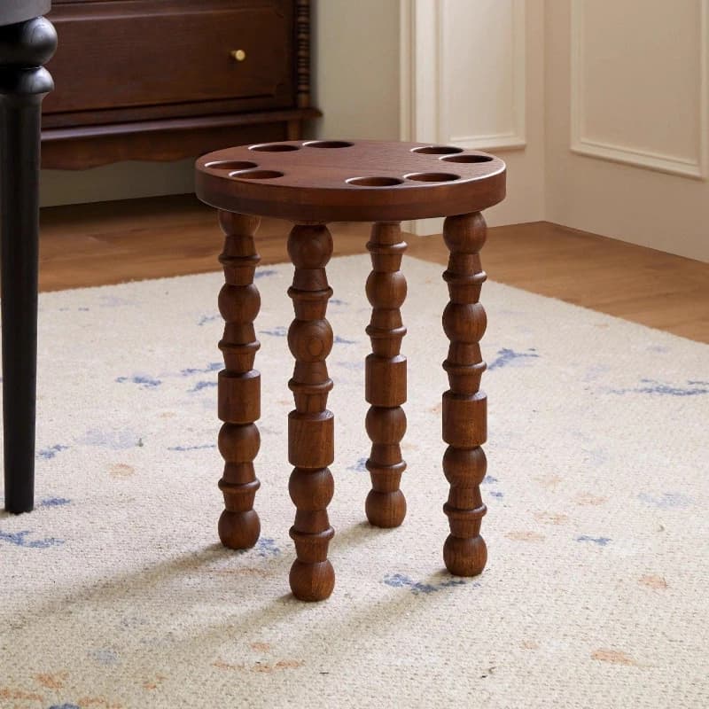 Stool Multifunctional Household Round Stack Combination Solid Wood Shoe Change Low Stool Chinese Dining Table Living Room Bench