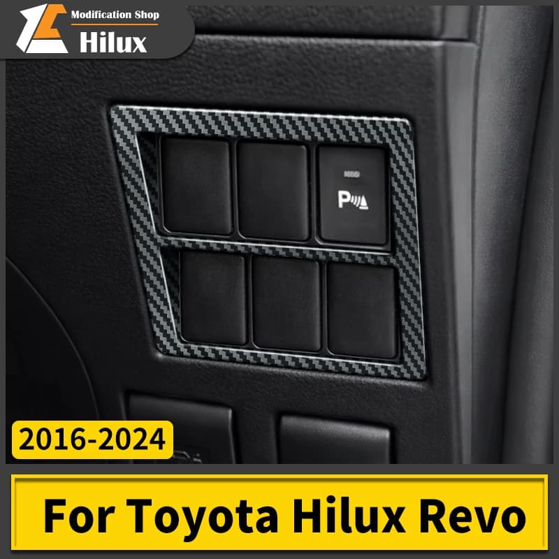 For 2024-2016 Toyota Hilux Revo Pickup Truck Headlight Switch Panel Decoration Frame ABS Car Interior protection Accessories
