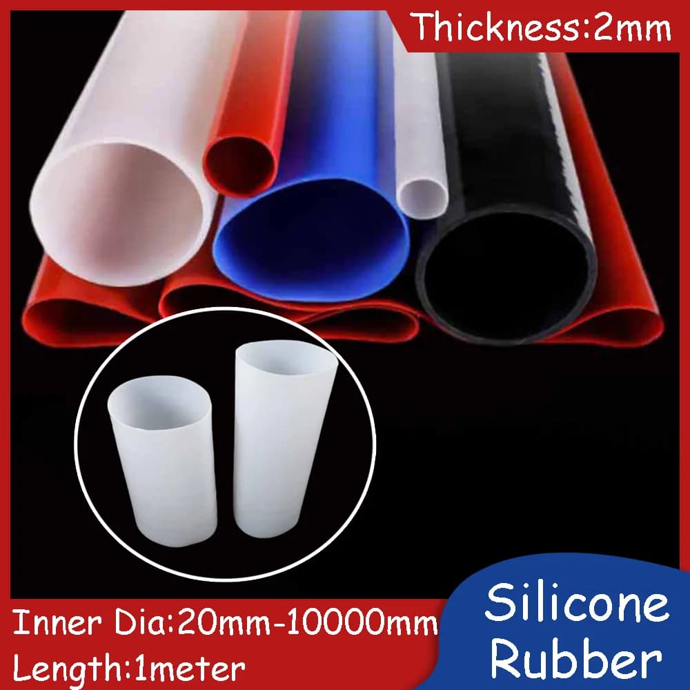 2mm Thin Wall Silicone Flexible Hose Large-Diameter 20mm-1000mm Rubber Soft Tubes 1meter Length Micro-elastic sleeving Tubing