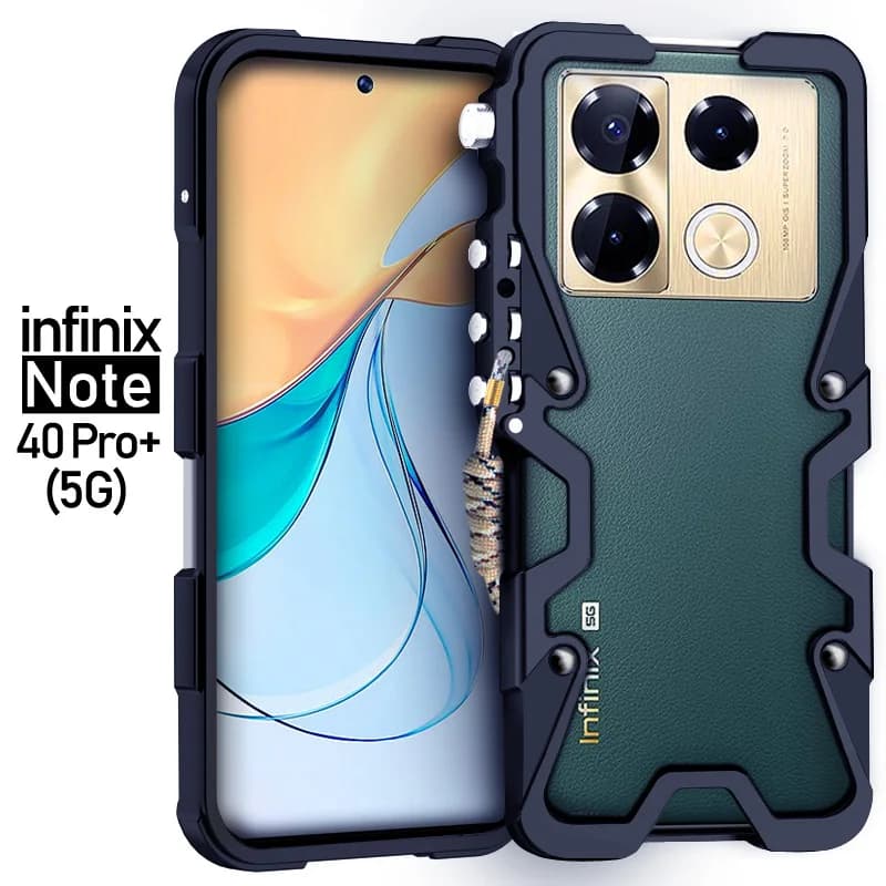 For Infinix Note 40 Note40 Pro Plus Cover Mechanical Purely Handmade Skull Case Luxury Armor Metal Aluminum Phone Cases Bumper