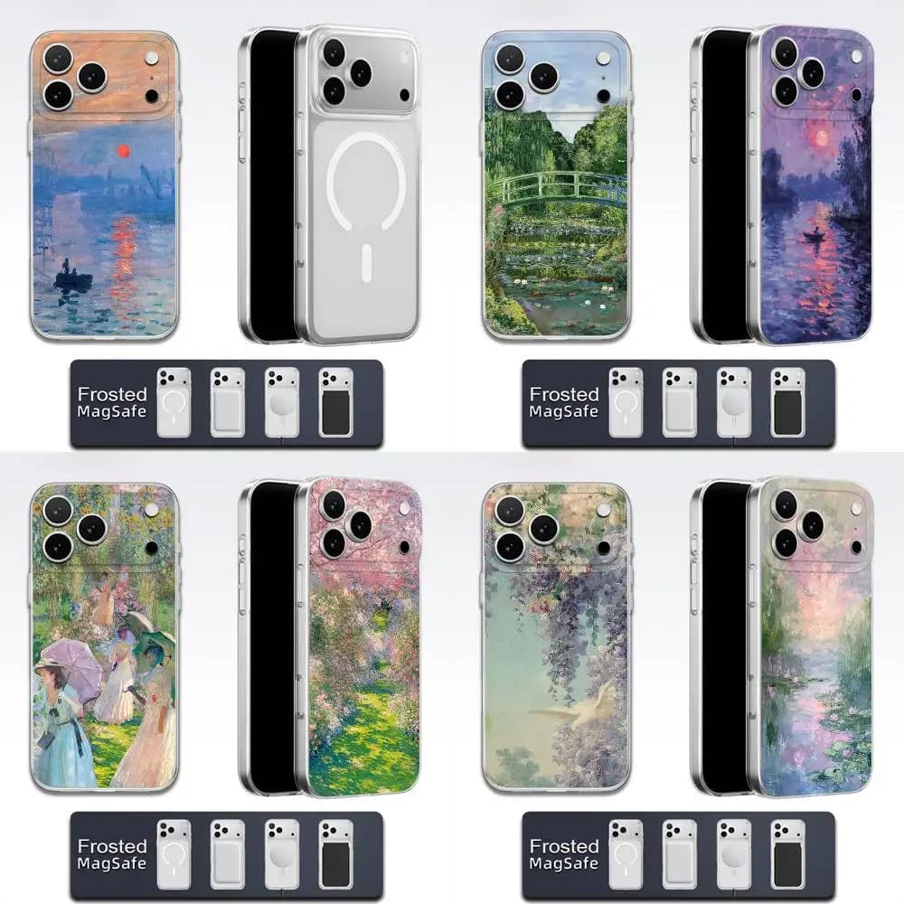 C-Claude Monet Garden Paint Phone Case For iPhone 17,16,15,14,13,12,11,Pro,Max,Plus,E,Air,Mini Magsafe Transparent