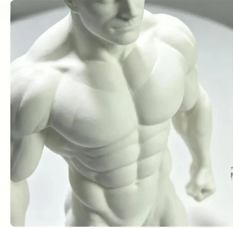 Bodybuilding Strongman - 3D Printed White Mold Of Arm-Extended Muscle Figure - 20cm Fitness Male Desktop Decorative Item