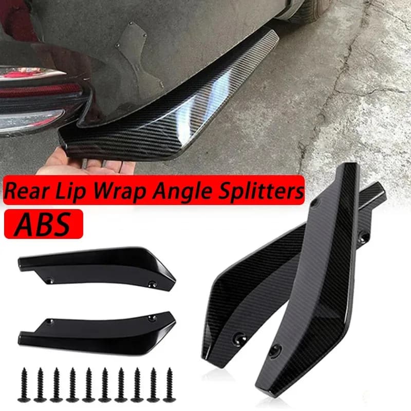 Pcs Universal Car Rear Bumper Diffuser Splitter Spoiler Lip Wrap Angle Splitters Carbon Fiber Protective Trim