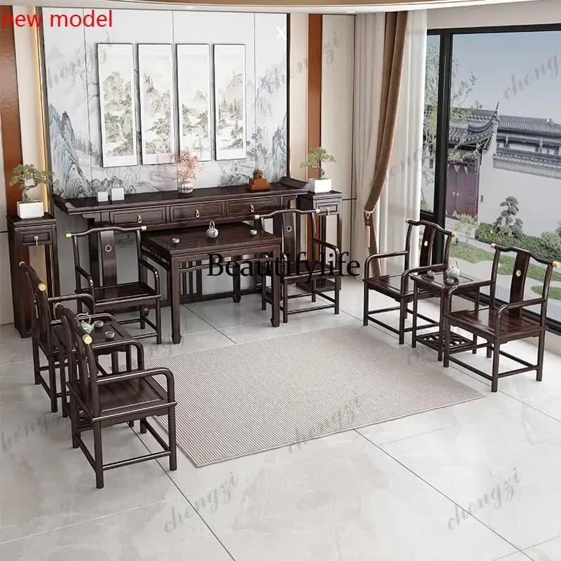 DD182Solid wood middle hall six-piece set of new Chinese-style