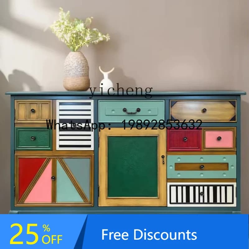 solid wood minimalist entrance cabinet retro home partition modern simple shoe cabinet small apartment storage furniture