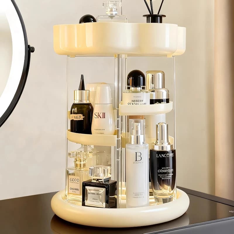 Cosmetics Rotating Desktop Finishing Shelf Dressing Lipstick Makeup Brush Skin Care Products Storage Shelf