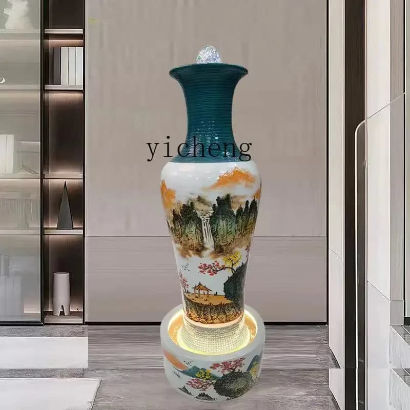 B1 ceramic water fountain circulation water feature fish tank decoration simple modern office living room ornament home decor