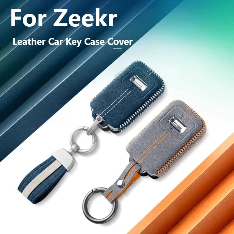 Leather Car Key Case Cover For Zeekr 9X 001 Key Fob Cover Protective Shell Key Buckle Interior Decoration Accessories