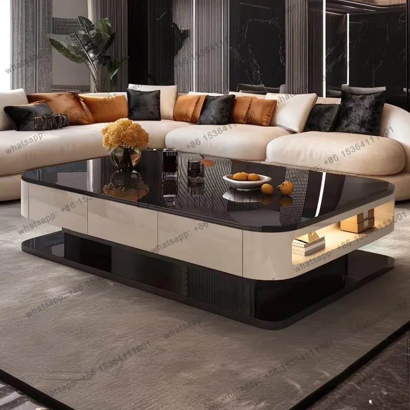Living room household double-layer tea table heightened modern simple large apartment coffee table 1.6 lengthened
