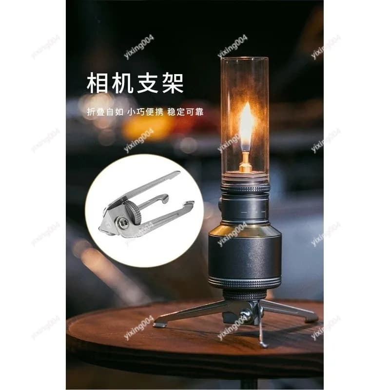 Outdoor Multifunctional Aluminum Tripod, 1/4 Screw Holder for Camera Camping Light Stove Support
