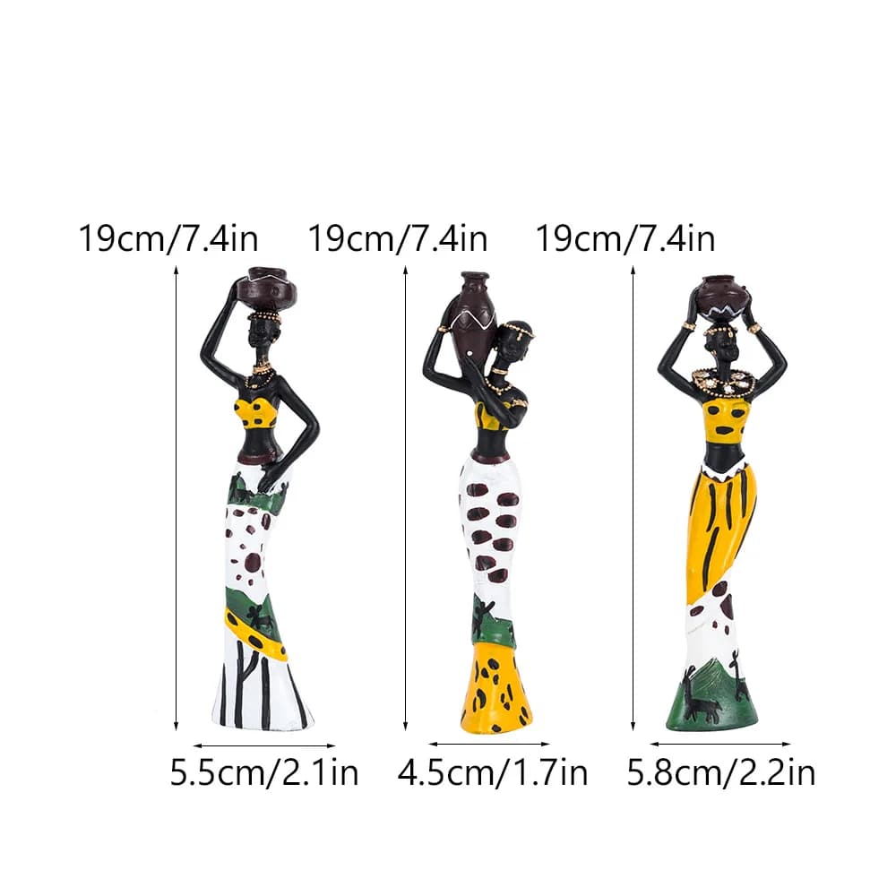 Retro African Black Woman Resin Sculpture Vintage Handicraft Figurine Art Ornament Home Shelf Decoration Friendship Gift