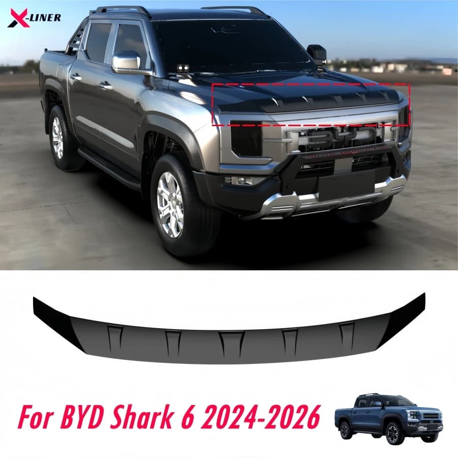 Black TPE Front Hood Trim Cover Protector for BYD Shark 6 2024 2025 2026 Hood Shield Stone Dust Deflector Cover Guard