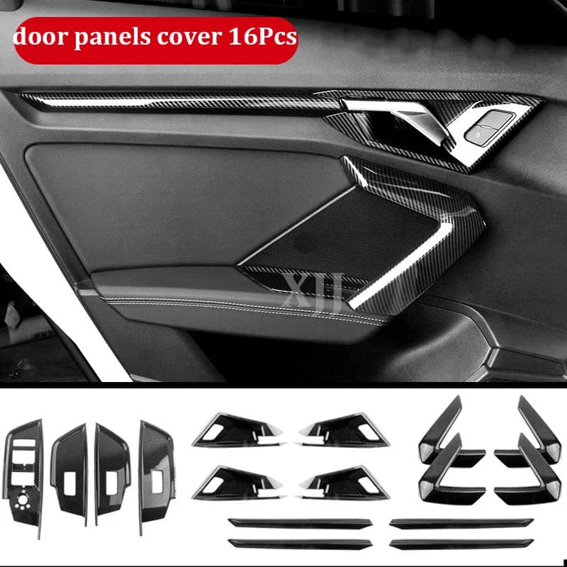 For AUDI A3 2023 2022 2021 2024 Carbon Fiber Interior Decoration Car Door Panel Cover Door Handle Bowl Mat Protective Sticker