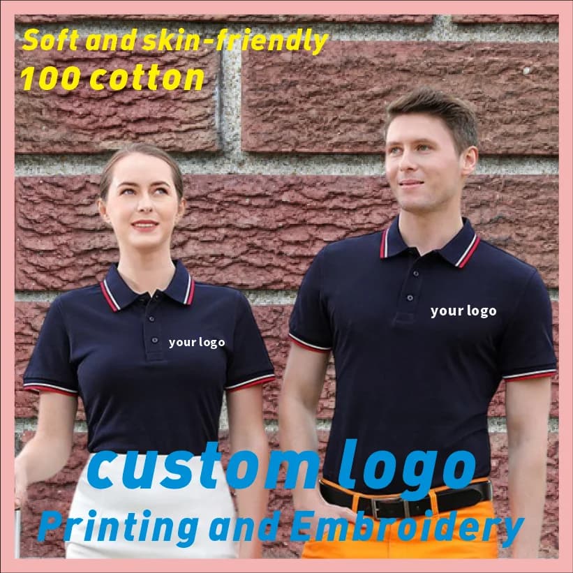 High end 100% Xinjiang long staple cotton T-shirt and polo shirt with embroidered and printed logo design for summer short sleev