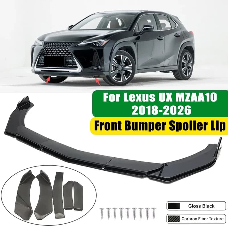 For Lexus UX MZAA10 2018-2026 5Pcs ABS Car Front Bumper Lip Spoiler Splitter Body Kit Canard Tuning Accessories