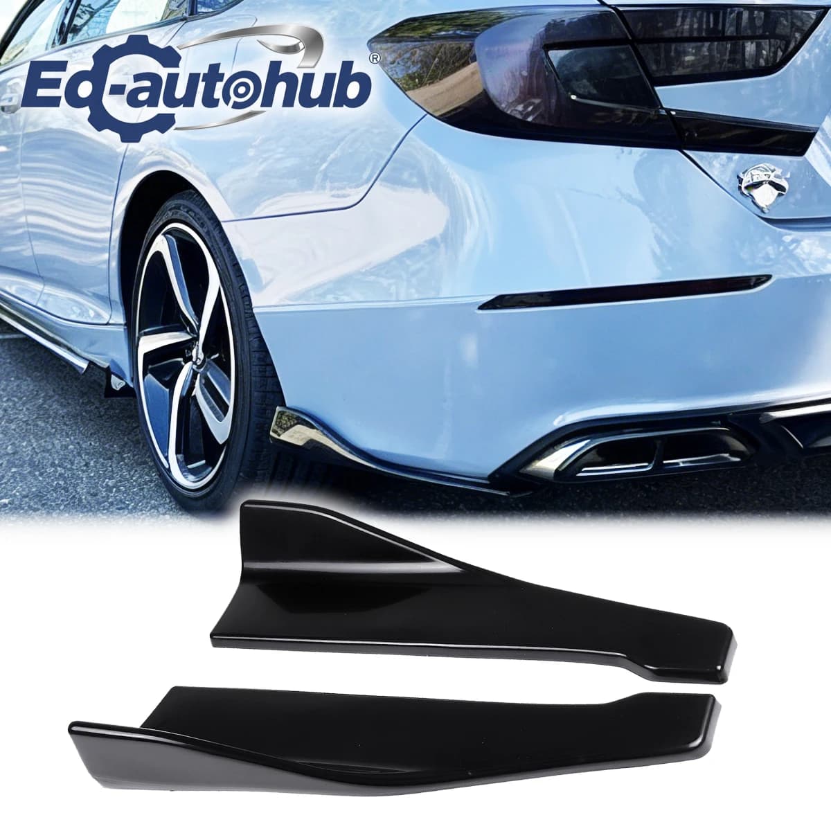 Black Rear Side Splitter Corner Apron Spat for Honda Accord 2018-2022 Auto Accessory Enhances Vehicle's Aesthetic