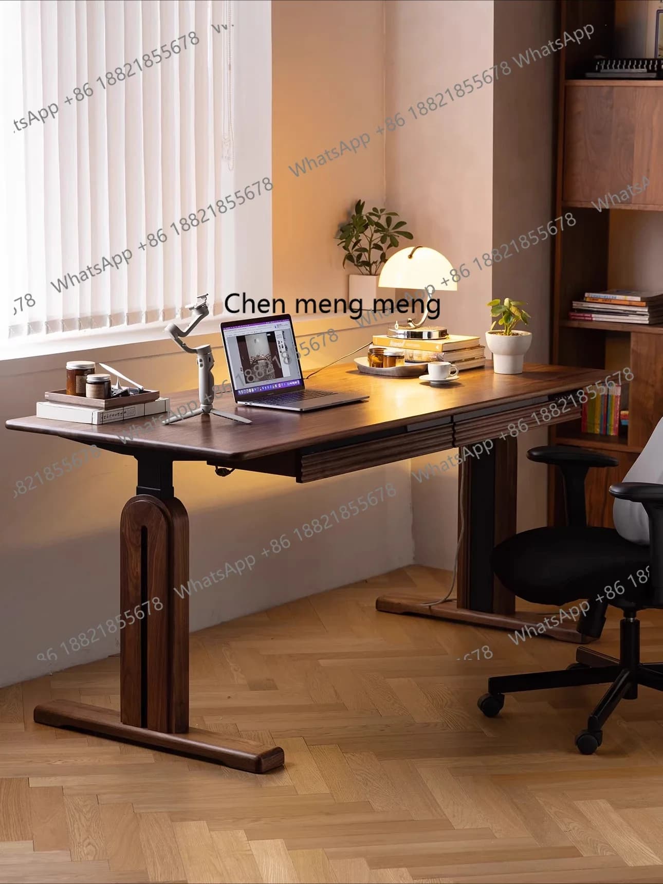 North American black walnut electric lifting desk intelligent solid wood lifting office computer desk dual motor R