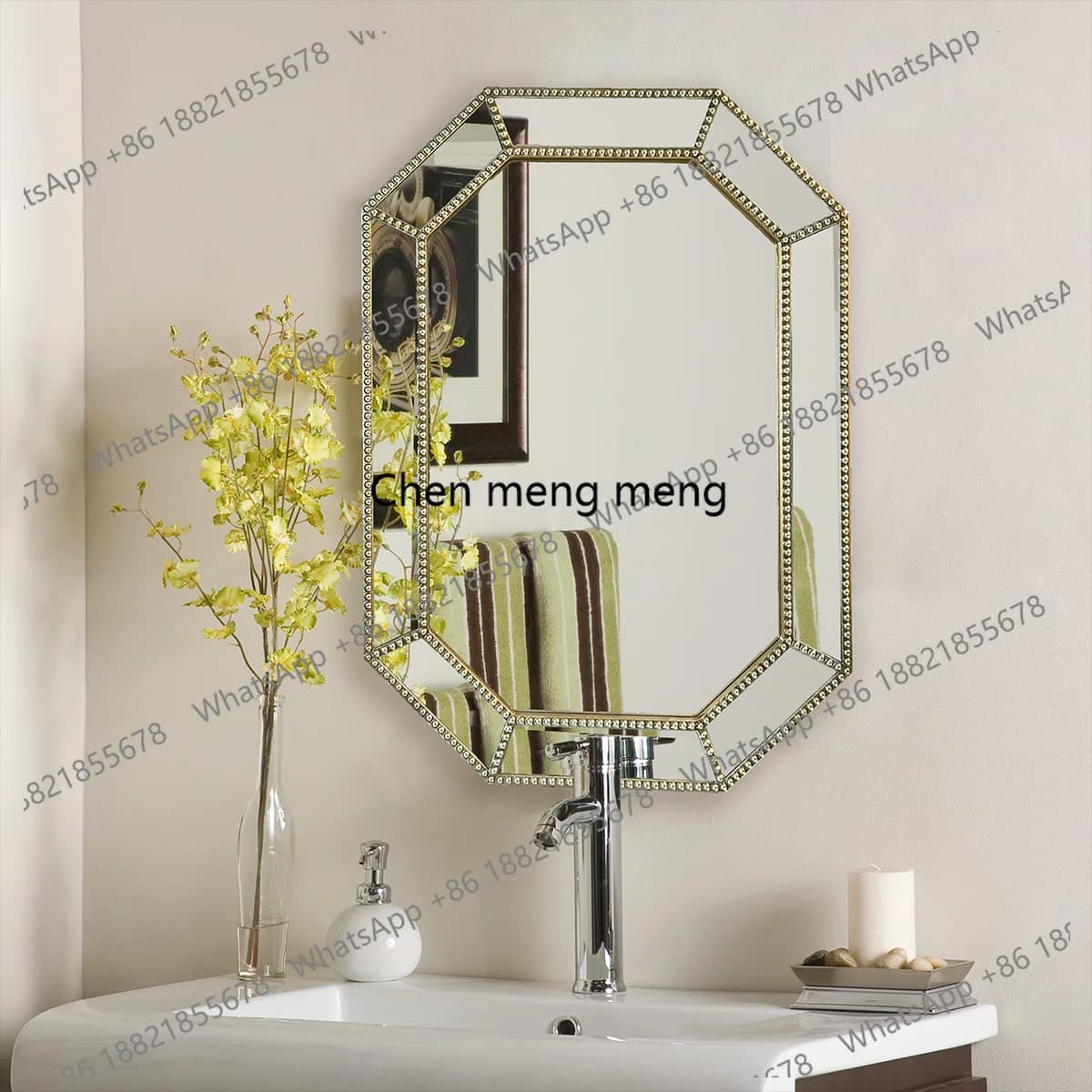 Nordic French modern light luxury bathroom mirror wall-mounted cosmetic mirror wall-mounted decorative mirror