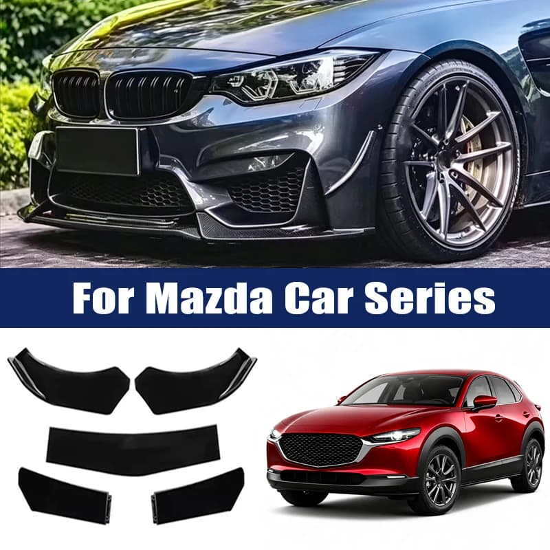 5Pcs ABS Front Bumper Lip Body Kit Spoiler Splitter Canard Trim Exterior Accessories For Mazda 3 6 CX3 CX5 CX7 CX9 MX5 Miata RX8