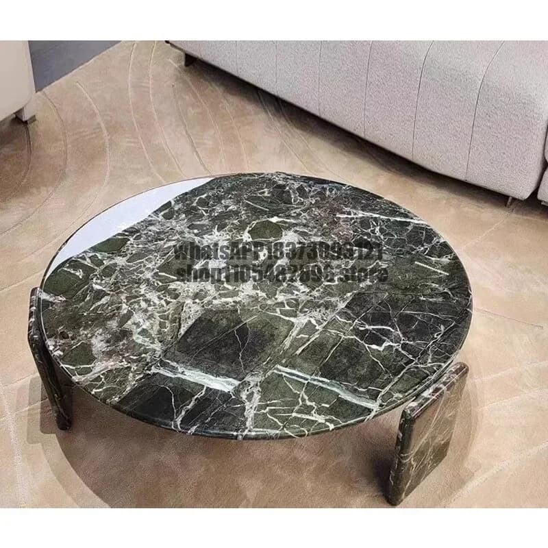Minimalist black forest natural marble household light luxury high-end villa round coffee table
