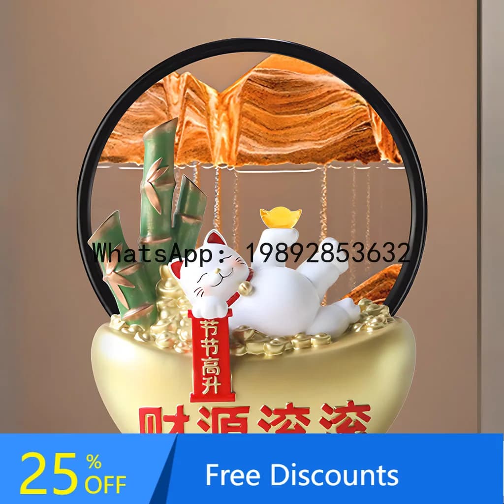 YFY Wealth and Prosperity Flowing Sand Ornament for Living Room Entrance Hallway Desktop Decoration