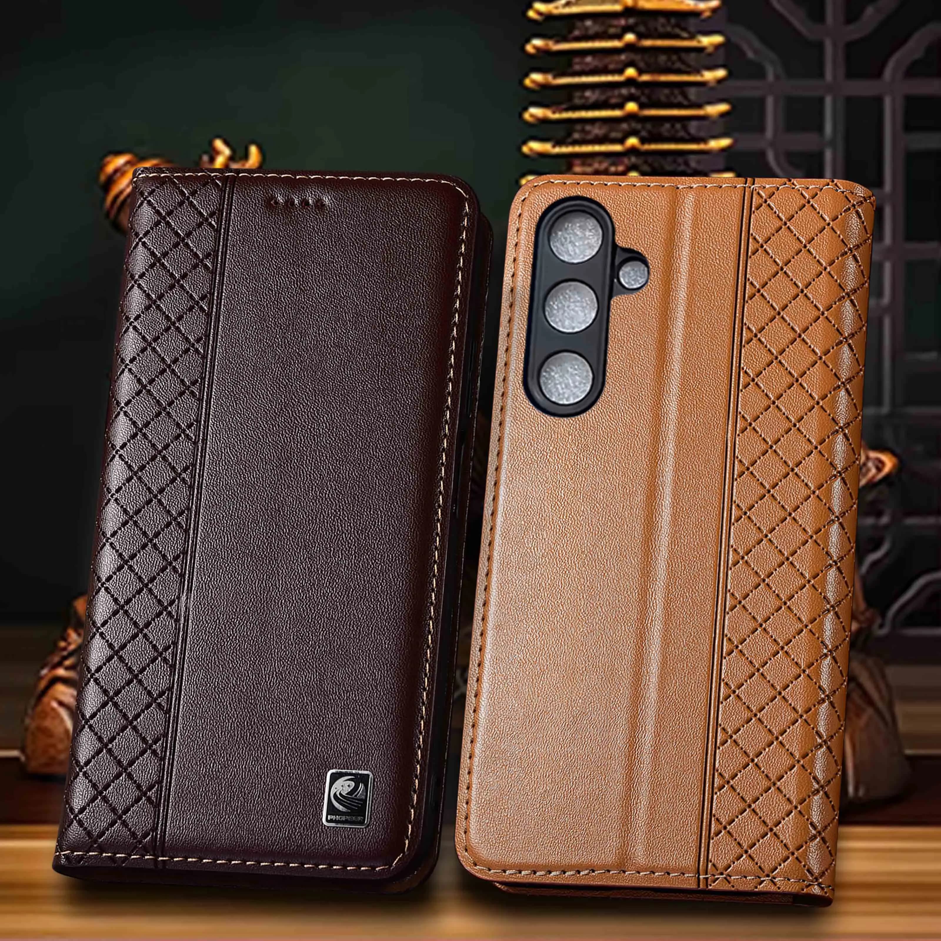 Nappa Inner Mesh Genuine Leather Flip Case Cover On For Samsung Galaxy S21 S22 S23 S24 S25 S26 FE Plus Ultra Wallet Cover Cases