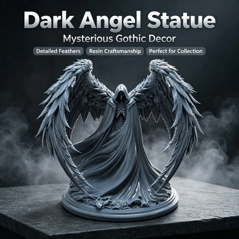 2026 New Trend Death Angel Shadow Sculpture High-Detail Dark Gothic Desk Ornament for Home Office Study Bookshelf Display