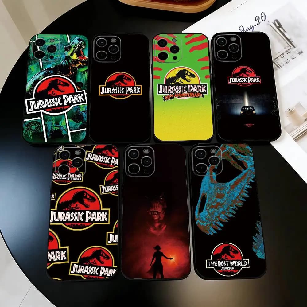 J-Jurassic Park Dinosaur World Phone Case For iPhone 17,16,15,14,13,12,11 Plus,Pro Max,XS,Soft Silicone Black Cover