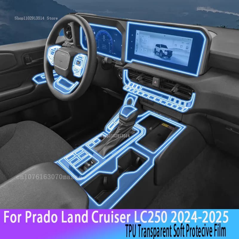 For Prado Land Cruiser LC250 2024 2025 Car Interior Gear panel Sticker Dashboard GPS Navigation Screen TPU Protective Car Film